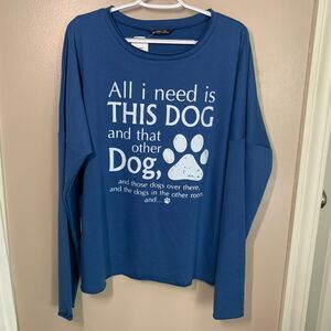 NWT Lilicloth Blue "All I Need is This Dog..." Dog Lover Paw Print Tee Size XL
